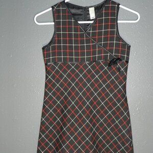 Old Navy Girls Holiday 2004 Sleeveless Black Red And White Plaid Dress Size 8